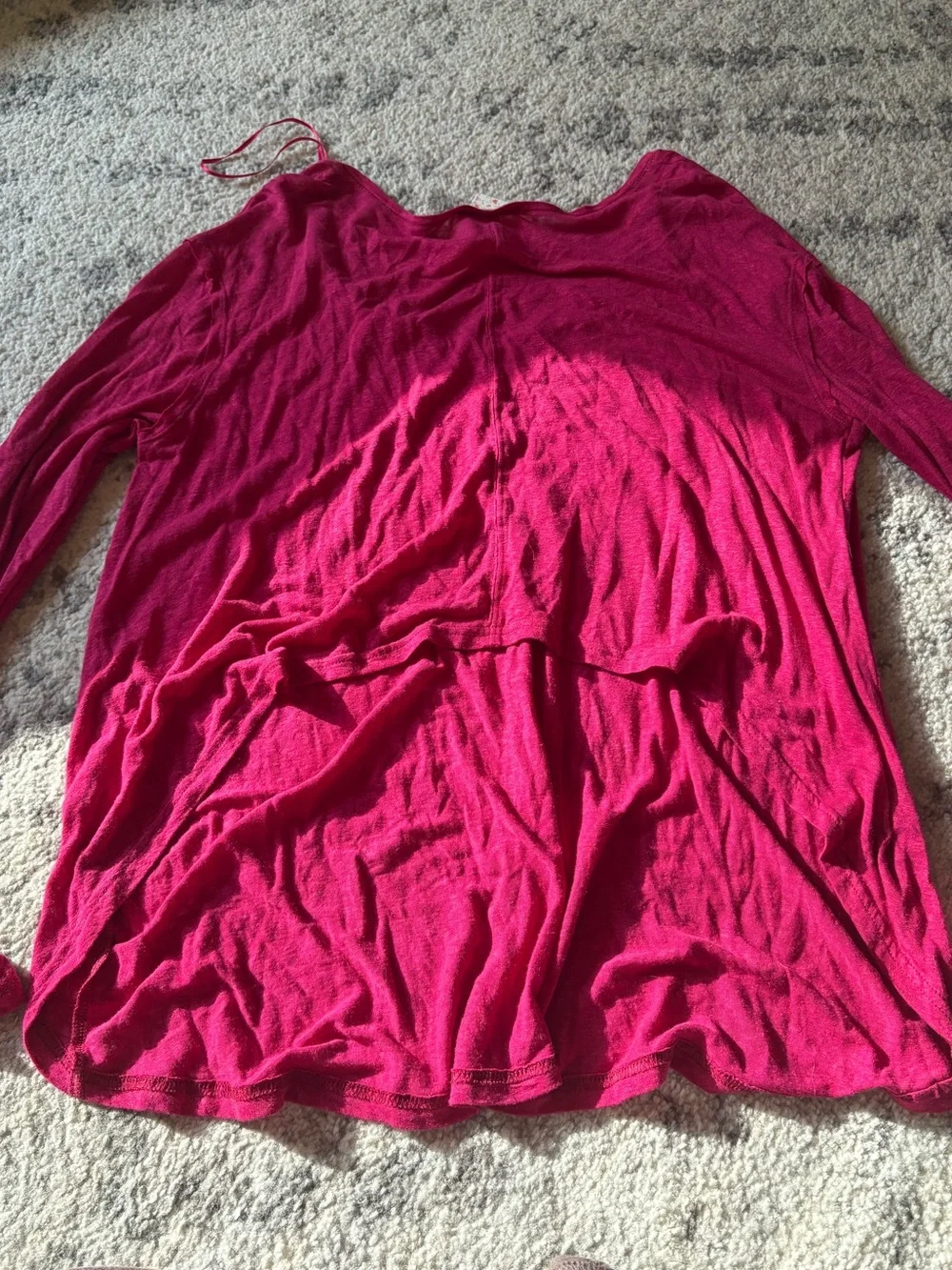 Free People Lightweight Long-Sleeve V-Neck Top - Magenta